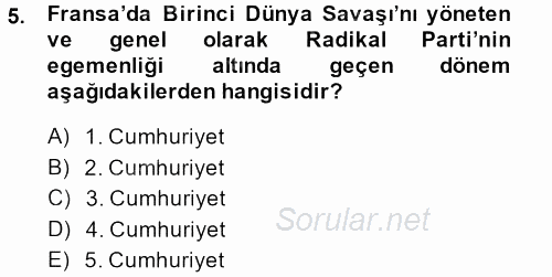 Karşılaştırmalı Siyasal Sistemler 2013 - 2014 Tek Ders Sınavı 5.Soru