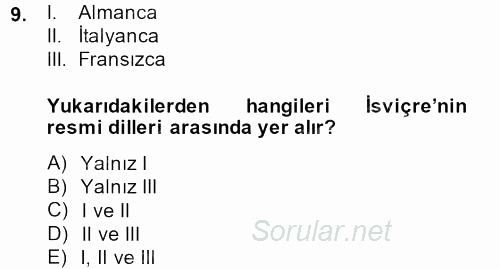 Karşılaştırmalı Siyasal Sistemler 2013 - 2014 Tek Ders Sınavı 9.Soru