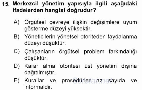 İş Etiği 2017 - 2018 Dönem Sonu Sınavı 15.Soru