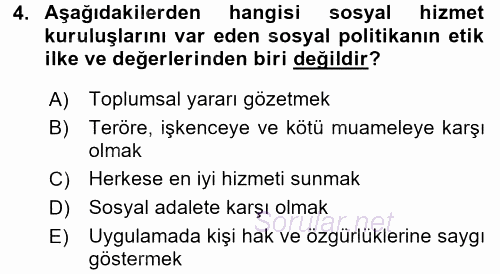 İş Etiği 2017 - 2018 Dönem Sonu Sınavı 4.Soru