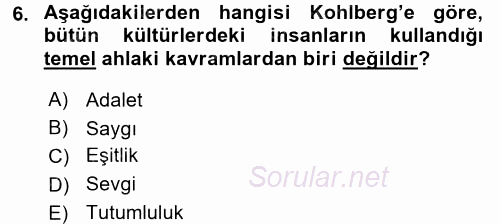 İş Etiği 2017 - 2018 Dönem Sonu Sınavı 6.Soru