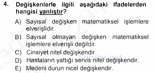 Tıbbi İstatistik 2012 - 2013 Ara Sınavı 4.Soru