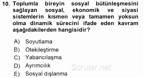 Sosyal Politika 2 2016 - 2017 Ara Sınavı 10.Soru