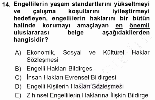 Sosyal Politika 2 2016 - 2017 Ara Sınavı 14.Soru