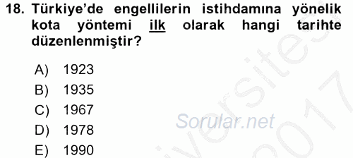 Sosyal Politika 2 2016 - 2017 Ara Sınavı 18.Soru