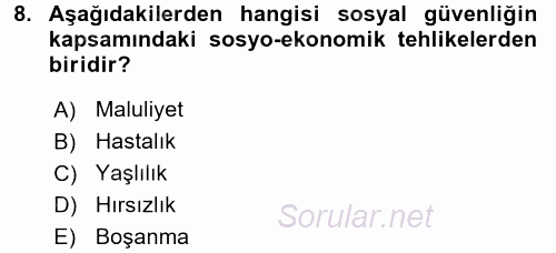 Sosyal Politika 2 2016 - 2017 Ara Sınavı 8.Soru
