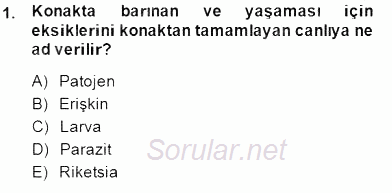 Temel Veteriner Parazitoloji 2014 - 2015 Ara Sınavı 1.Soru