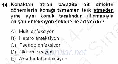 Temel Veteriner Parazitoloji 2014 - 2015 Ara Sınavı 14.Soru