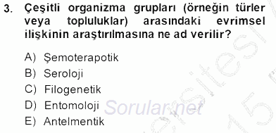 Temel Veteriner Parazitoloji 2014 - 2015 Ara Sınavı 3.Soru