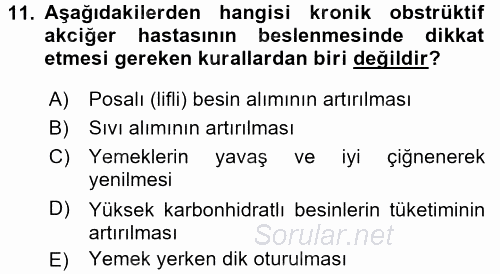 Yaşlılarda Görülebilecek Sorunlar Ve Bakım Hizmetleri 2017 - 2018 3 Ders Sınavı 11.Soru