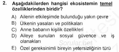 Özel Gereksinimli Bireyler ve Bakım Hizmetleri 2012 - 2013 Ara Sınavı 2.Soru