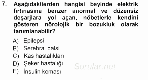 Özel Gereksinimli Bireyler ve Bakım Hizmetleri 2012 - 2013 Ara Sınavı 7.Soru