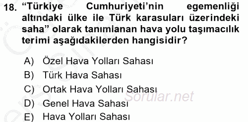 Ulaştırma Sistemleri 2016 - 2017 3 Ders Sınavı 18.Soru