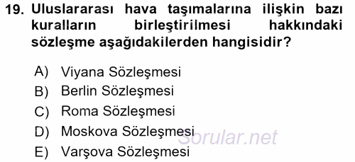 Ulaştırma Sistemleri 2016 - 2017 3 Ders Sınavı 19.Soru