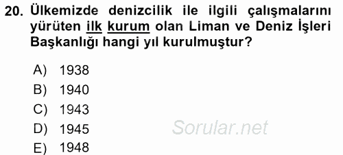 Ulaştırma Sistemleri 2016 - 2017 3 Ders Sınavı 20.Soru