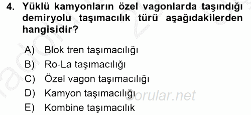 Ulaştırma Sistemleri 2016 - 2017 3 Ders Sınavı 4.Soru