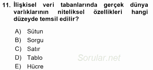 Dış Ticarette Bilgisayar Uygulamaları 2015 - 2016 Dönem Sonu Sınavı 11.Soru