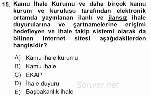 Dış Ticarette Bilgisayar Uygulamaları 2015 - 2016 Dönem Sonu Sınavı 15.Soru