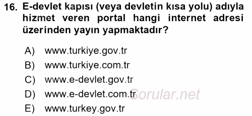 Dış Ticarette Bilgisayar Uygulamaları 2015 - 2016 Dönem Sonu Sınavı 16.Soru