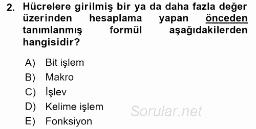 Dış Ticarette Bilgisayar Uygulamaları 2015 - 2016 Dönem Sonu Sınavı 2.Soru