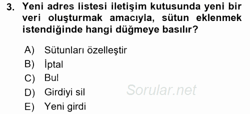 Dış Ticarette Bilgisayar Uygulamaları 2015 - 2016 Dönem Sonu Sınavı 3.Soru