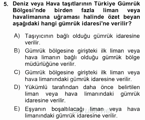Dış Ticarette Bilgisayar Uygulamaları 2015 - 2016 Dönem Sonu Sınavı 5.Soru