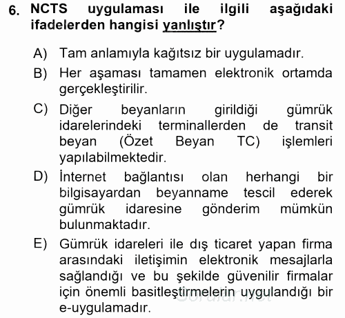 Dış Ticarette Bilgisayar Uygulamaları 2015 - 2016 Dönem Sonu Sınavı 6.Soru