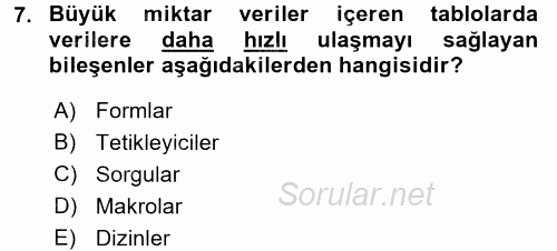 Dış Ticarette Bilgisayar Uygulamaları 2015 - 2016 Dönem Sonu Sınavı 7.Soru