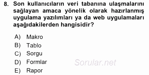 Dış Ticarette Bilgisayar Uygulamaları 2015 - 2016 Dönem Sonu Sınavı 8.Soru