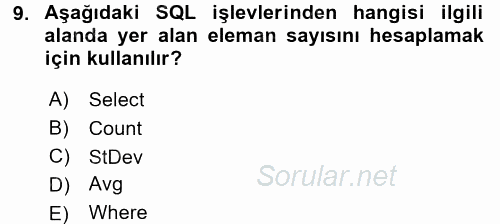 Dış Ticarette Bilgisayar Uygulamaları 2015 - 2016 Dönem Sonu Sınavı 9.Soru