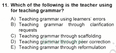 Dilbilgisi Öğretimi 2012 - 2013 Dönem Sonu Sınavı 11.Soru
