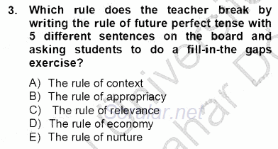 Dilbilgisi Öğretimi 2012 - 2013 Dönem Sonu Sınavı 3.Soru