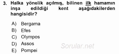 Termal ve Spa Hizmetleri 2016 - 2017 Dönem Sonu Sınavı 3.Soru