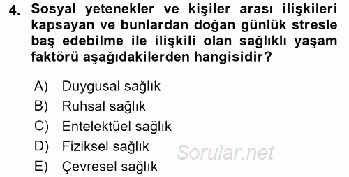 Termal ve Spa Hizmetleri 2016 - 2017 Dönem Sonu Sınavı 4.Soru