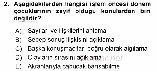 Eğitim Psikolojisi 2015 - 2016 Dönem Sonu Sınavı 2.Soru