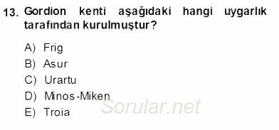 Akdeniz Uygarlıkları Sanatı 2013 - 2014 Ara Sınavı 13.Soru