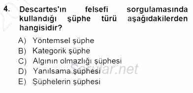 Epistemoloji 2012 - 2013 Dönem Sonu Sınavı 4.Soru