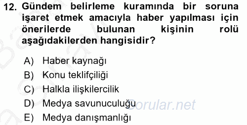 İletişim Kuramları 2016 - 2017 Ara Sınavı 12.Soru