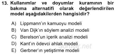 İletişim Kuramları 2016 - 2017 Ara Sınavı 13.Soru