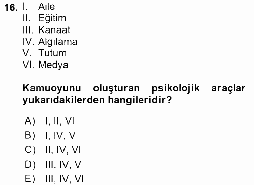 İletişim Kuramları 2016 - 2017 Ara Sınavı 16.Soru