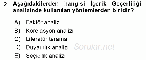 Sağlık Hizmetlerinde Araştırma Ve Değerlendirme 2016 - 2017 Dönem Sonu Sınavı 2.Soru