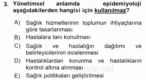 Sağlık Hizmetlerinde Araştırma Ve Değerlendirme 2016 - 2017 Dönem Sonu Sınavı 3.Soru