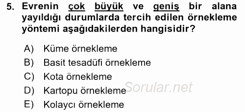 Sağlık Hizmetlerinde Araştırma Ve Değerlendirme 2016 - 2017 Dönem Sonu Sınavı 5.Soru