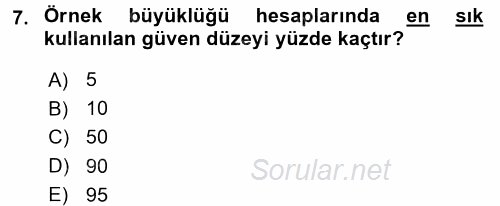 Sağlık Hizmetlerinde Araştırma Ve Değerlendirme 2016 - 2017 Dönem Sonu Sınavı 7.Soru