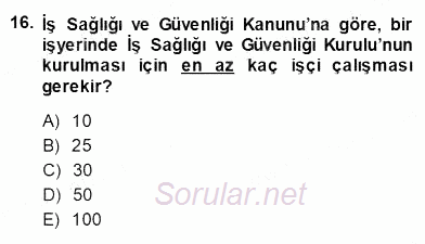 Bireysel İş Hukuku 2013 - 2014 Ara Sınavı 16.Soru