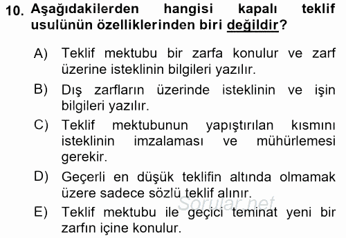 İnşaat ve Gayrimenkul Muhasebesi 2015 - 2016 Ara Sınavı 10.Soru