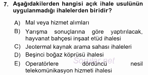 İnşaat ve Gayrimenkul Muhasebesi 2015 - 2016 Ara Sınavı 7.Soru