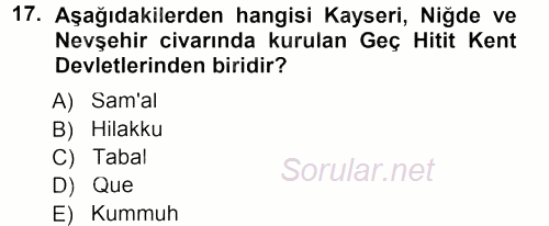 Uygarlık Tarihi 1 2012 - 2013 Dönem Sonu Sınavı 17.Soru