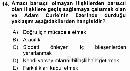 Küreselleşme ve Kültürlerarası İletişim 2016 - 2017 Dönem Sonu Sınavı 14.Soru