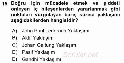 Küreselleşme ve Kültürlerarası İletişim 2016 - 2017 Dönem Sonu Sınavı 15.Soru